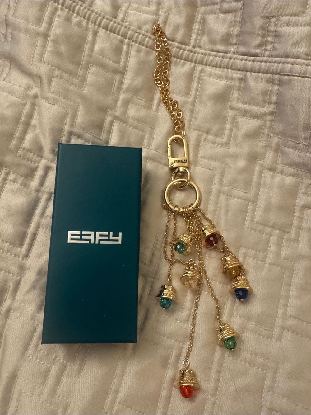 Effy Gold Multi-Gem Tassel Charm Keyring